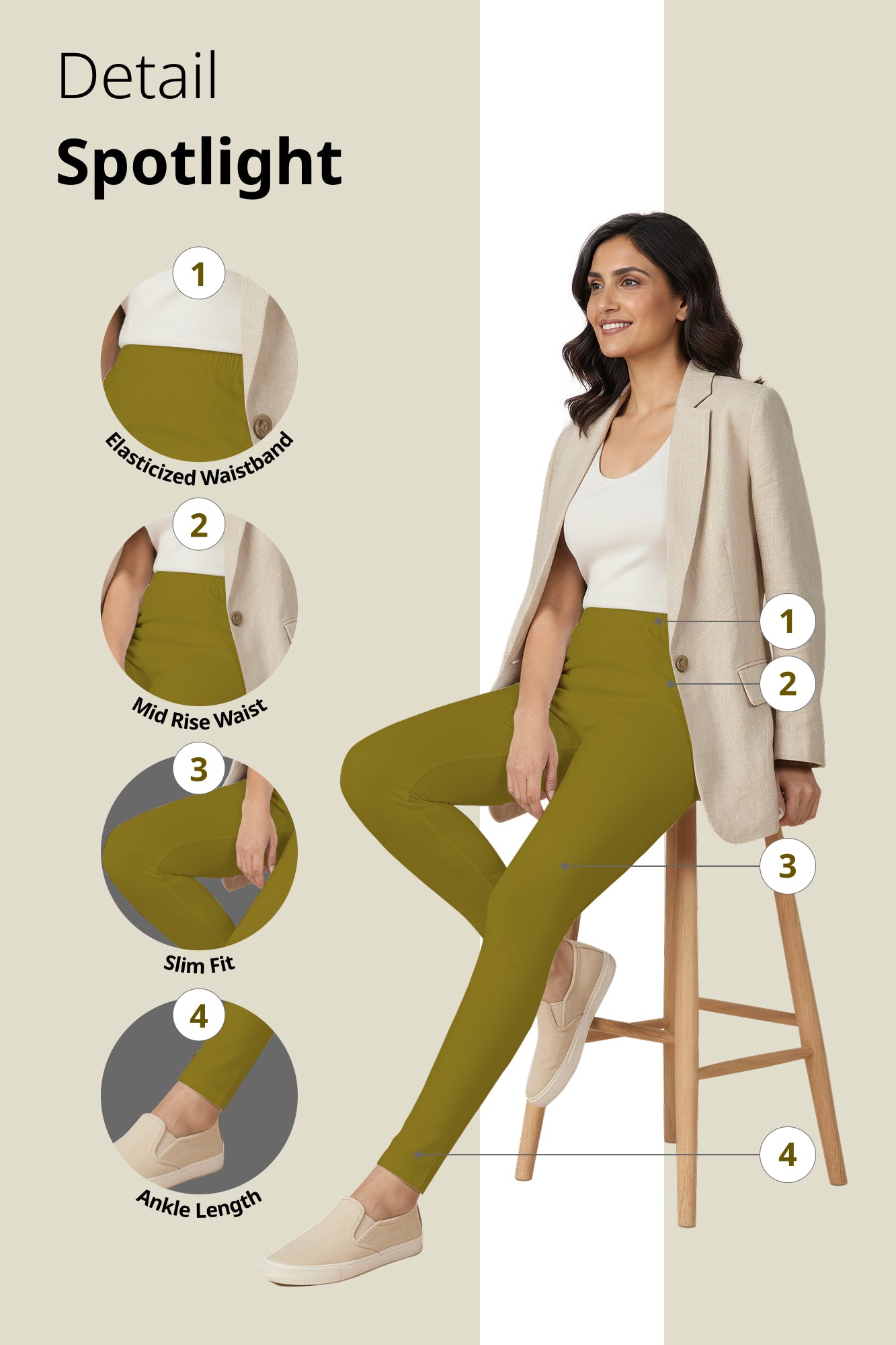 Spicy Mustard Ankle Length Leggings