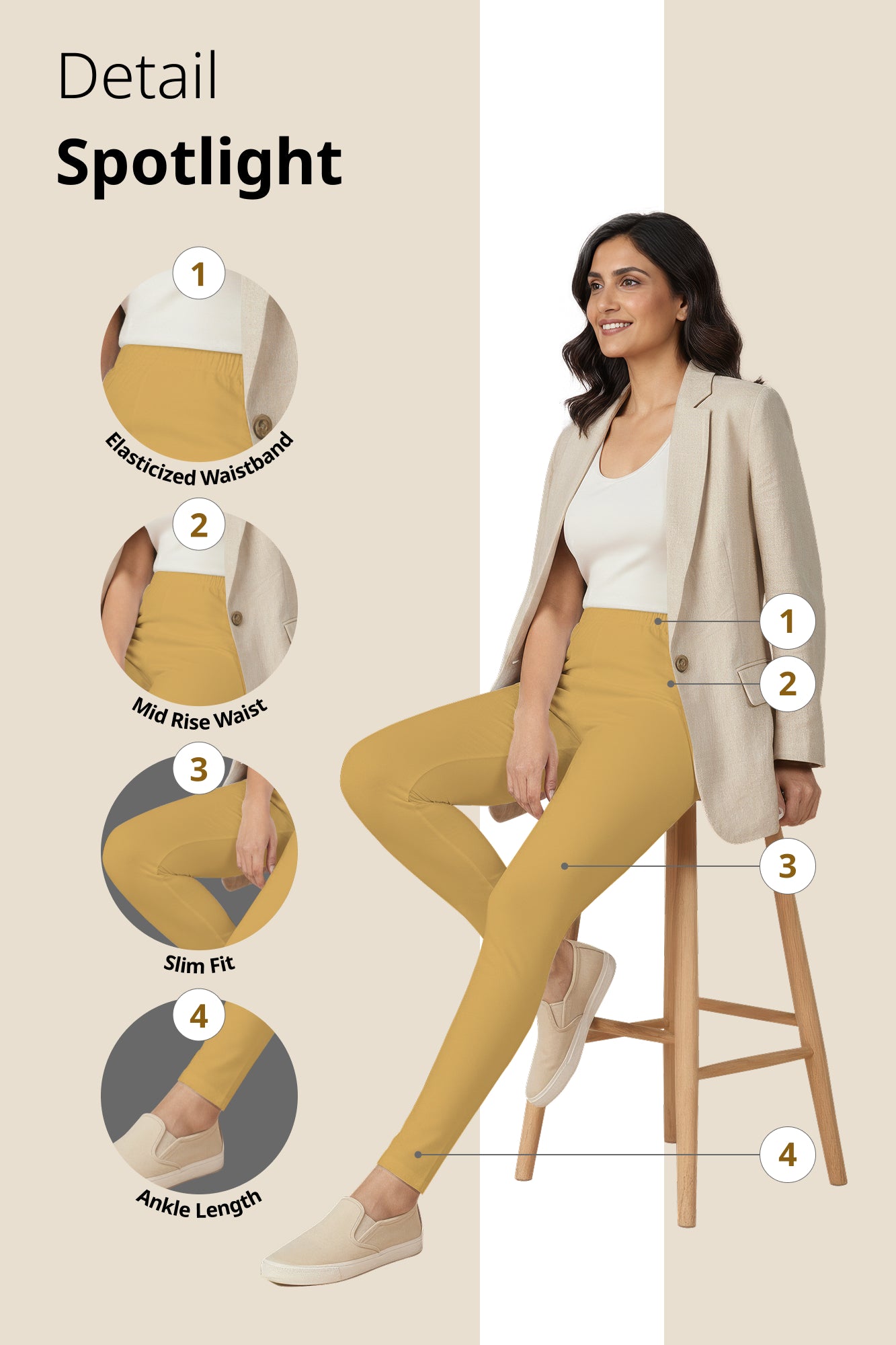 Sun Yellow Ankle Length Leggings