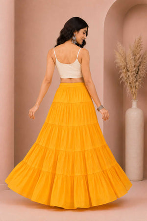 Yellow Cotton Gold Beads Skirt