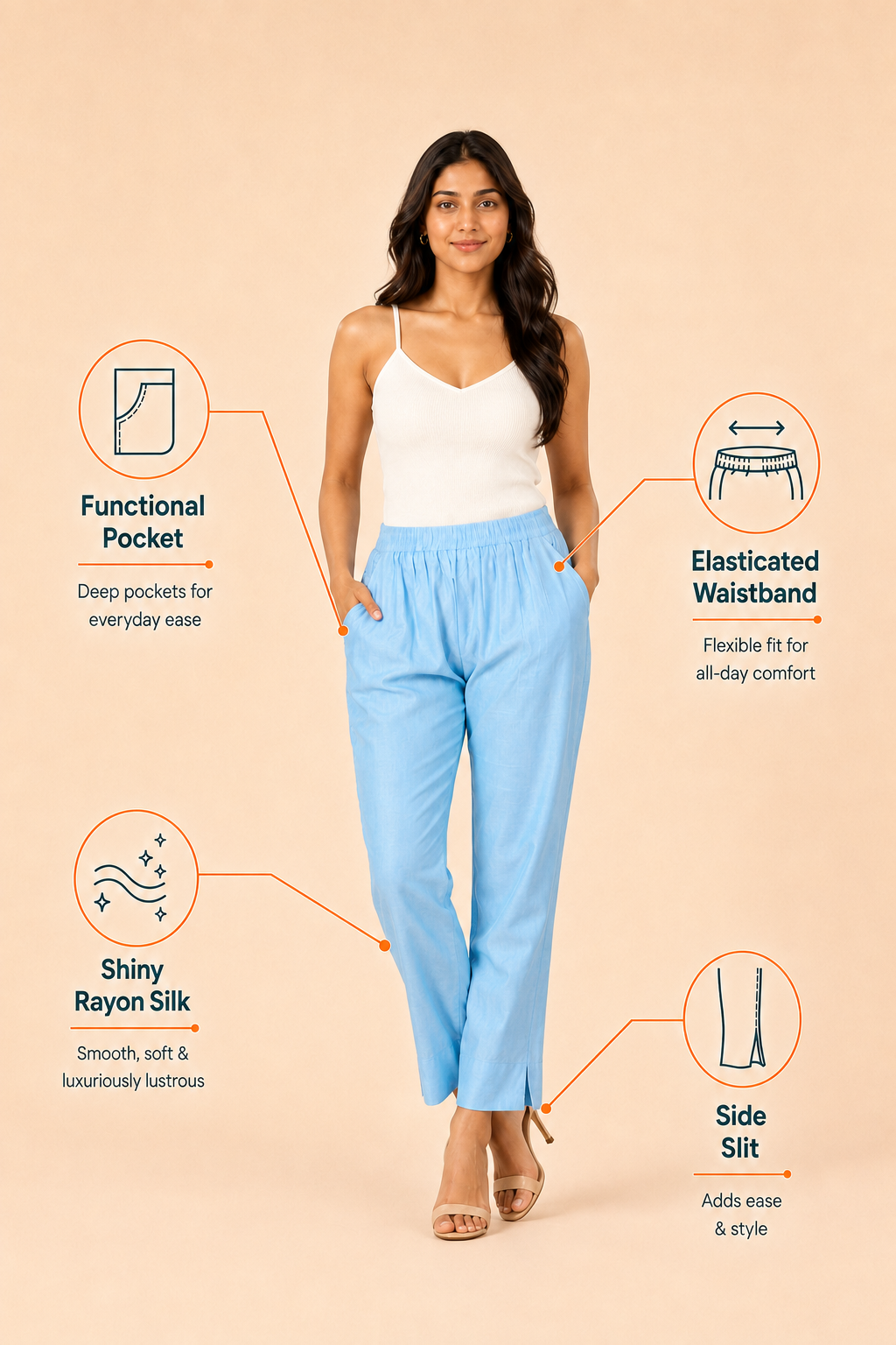Baby Blue Rayon Silk Pants