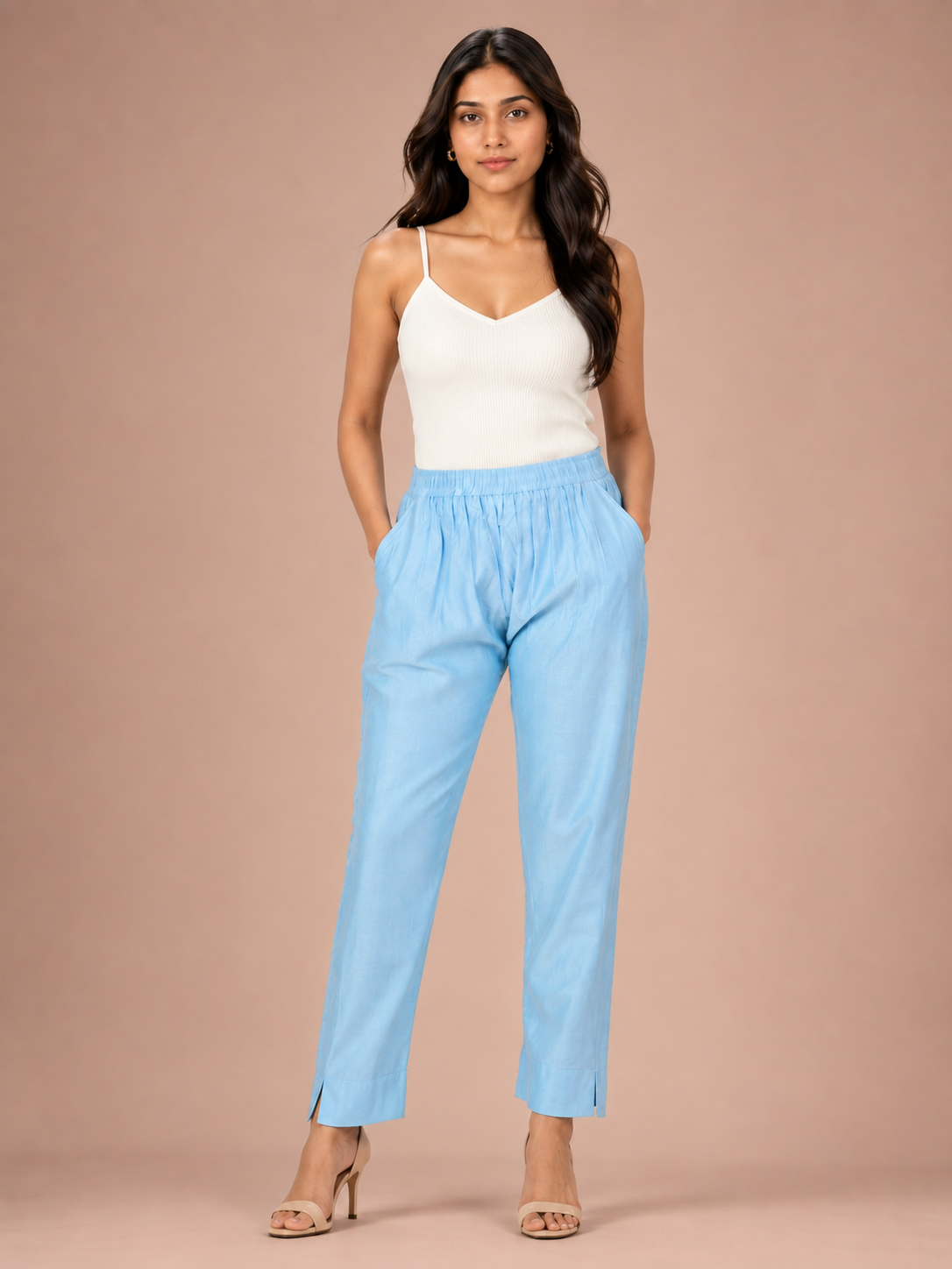 Baby Blue Rayon Silk Pants