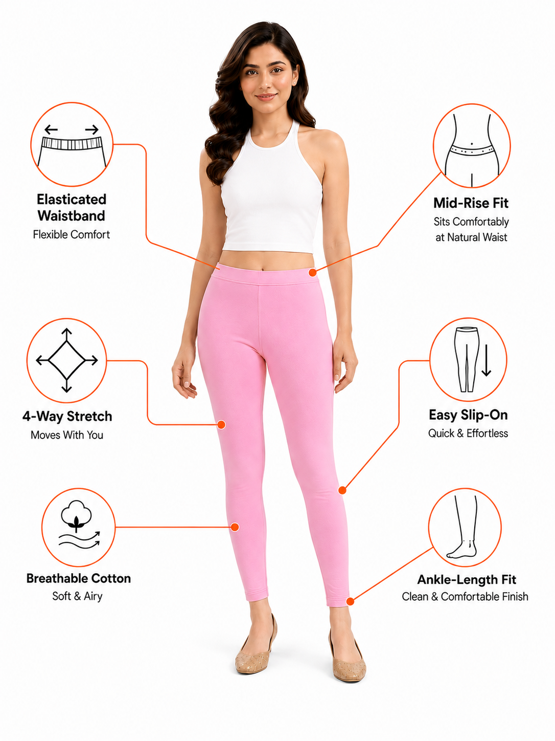 Baby Pink Ankle Length Leggings