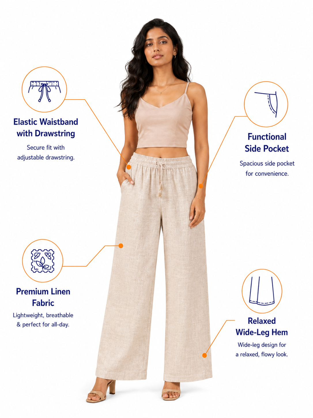 Beige Linen Palazzo