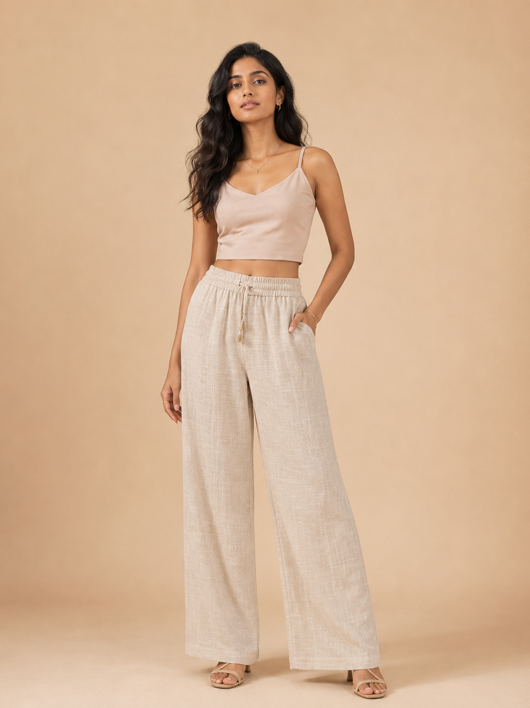 Beige Linen Palazzo