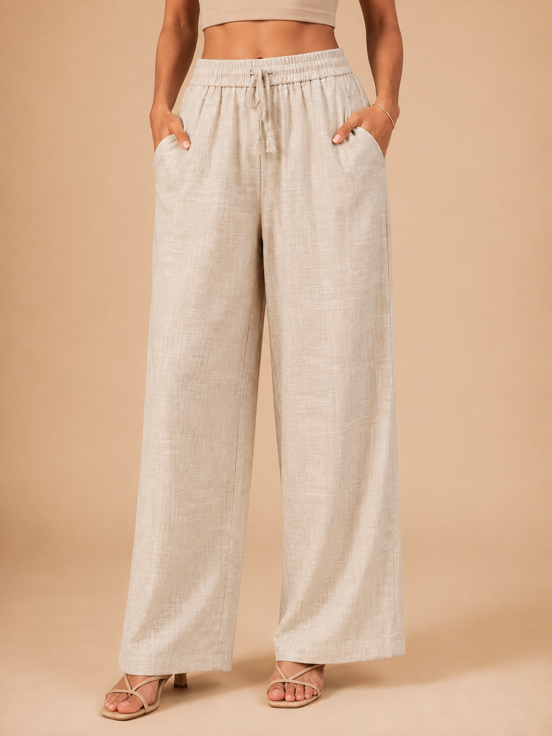 Beige Linen Palazzo
