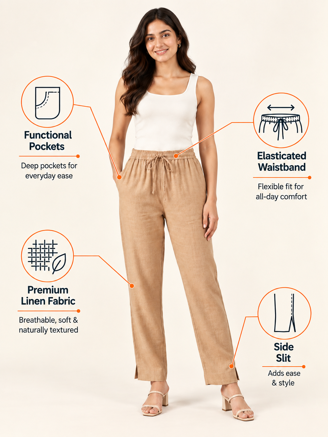 Beige Linen Pant