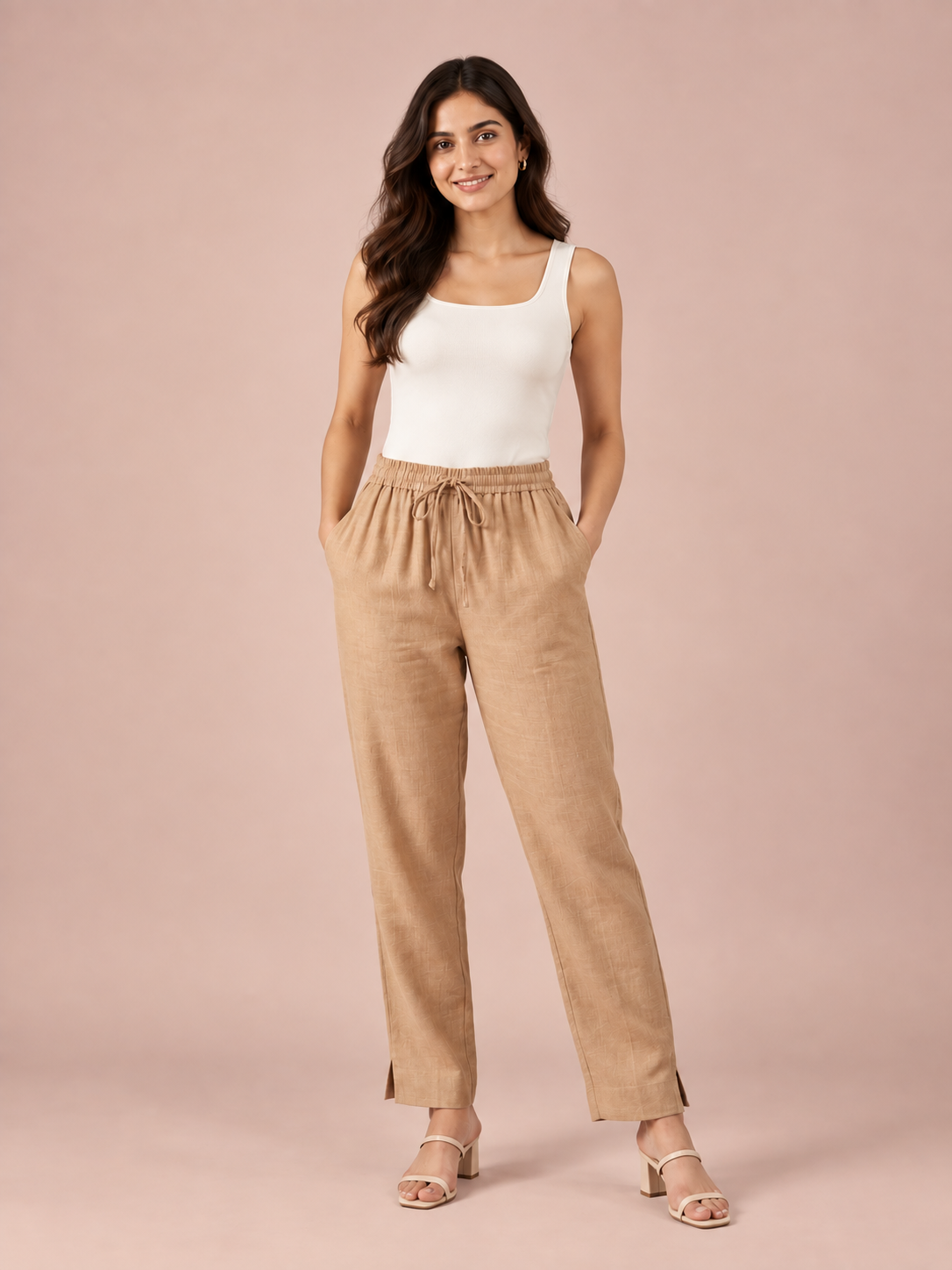Beige Linen Pant