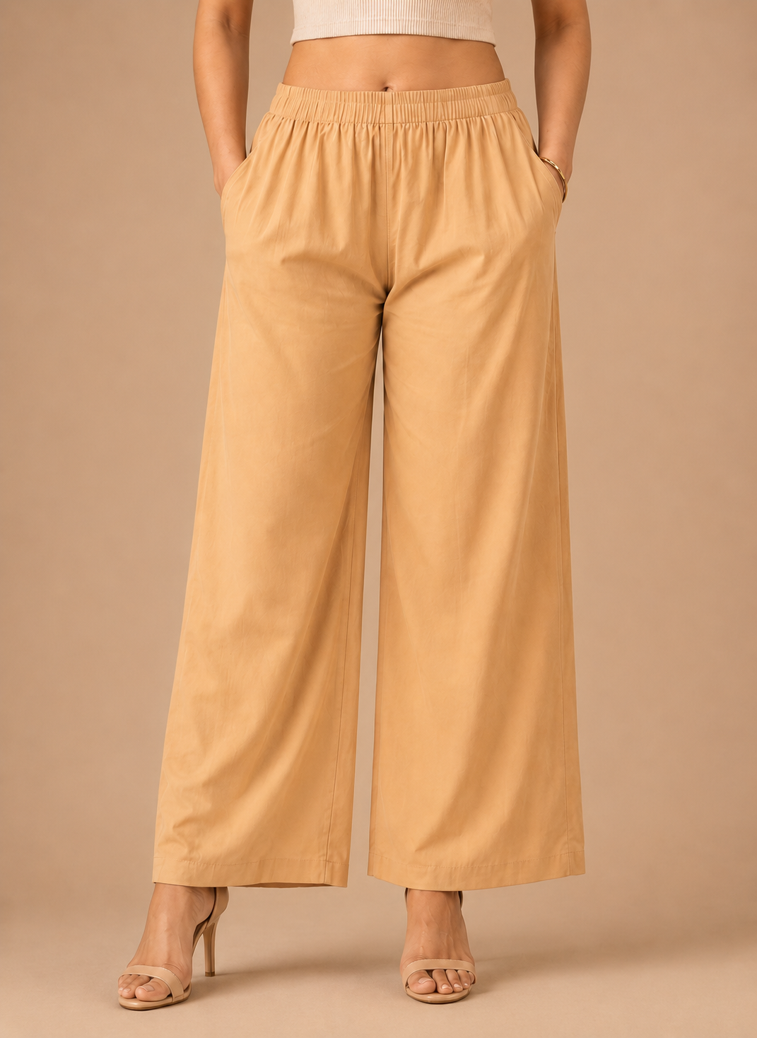 Beige Pocket Premium Rayon Palazzo