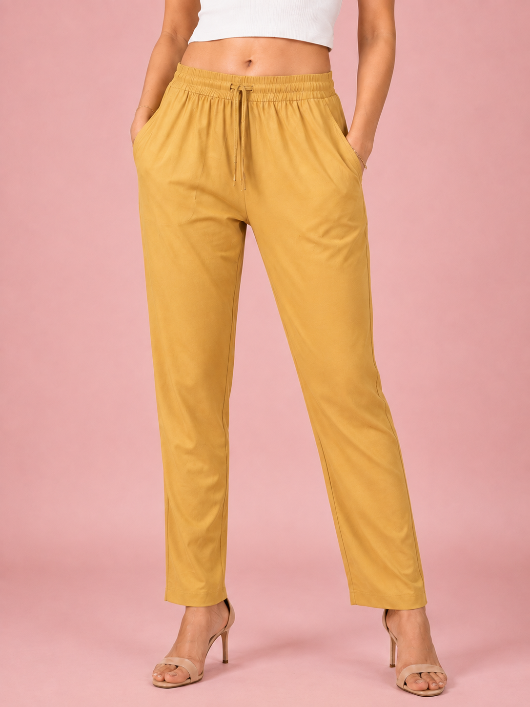 Beige Premium Rayon Narrow Fit Palazzo
