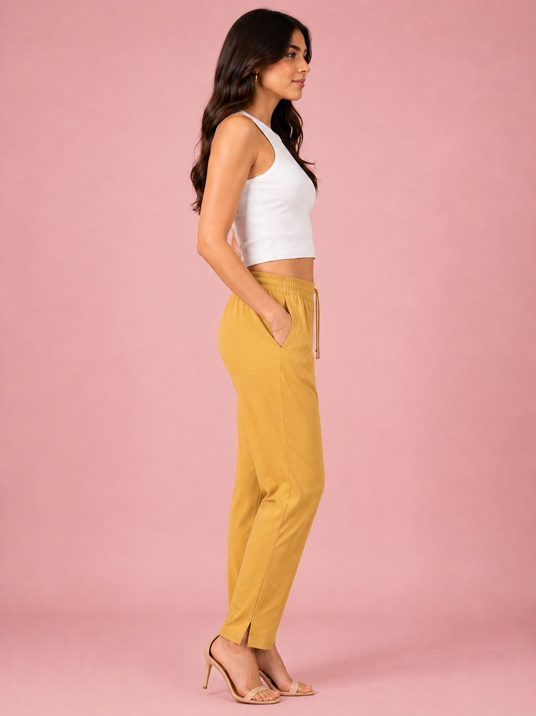 Beige Premium Rayon Narrow Fit Palazzo