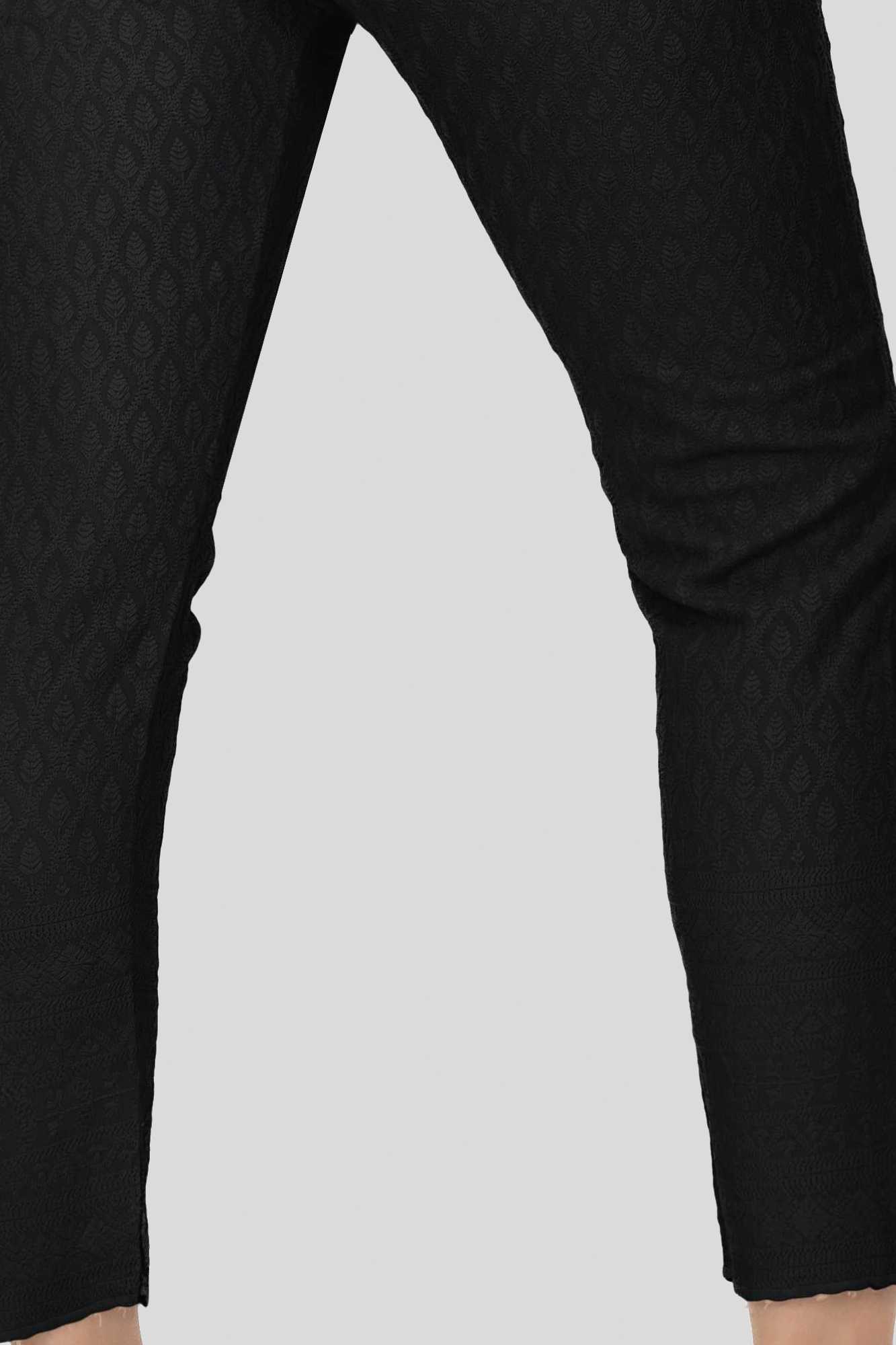 Black Rayon Chikan Pant