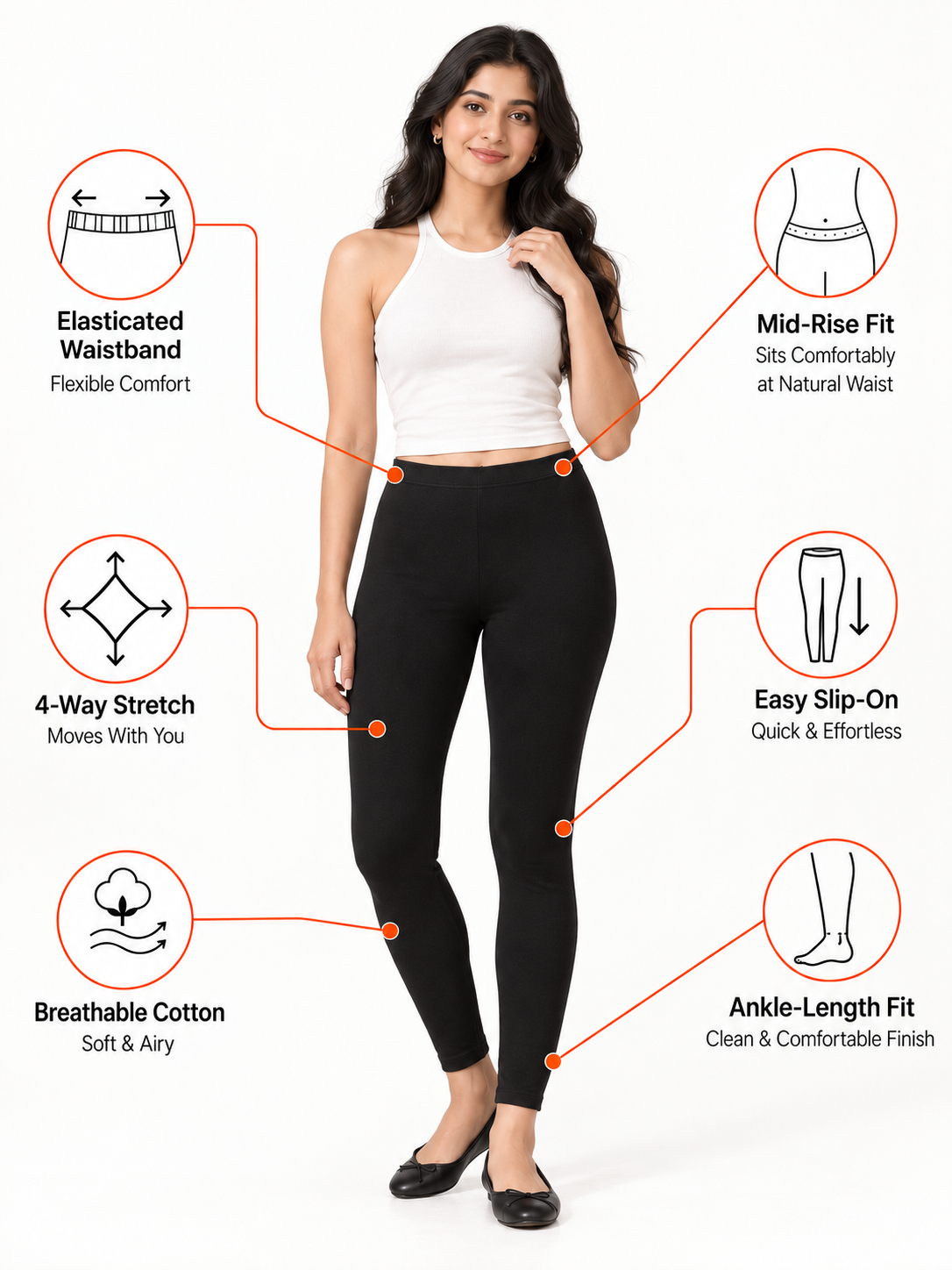Black Ankle Length Leggings