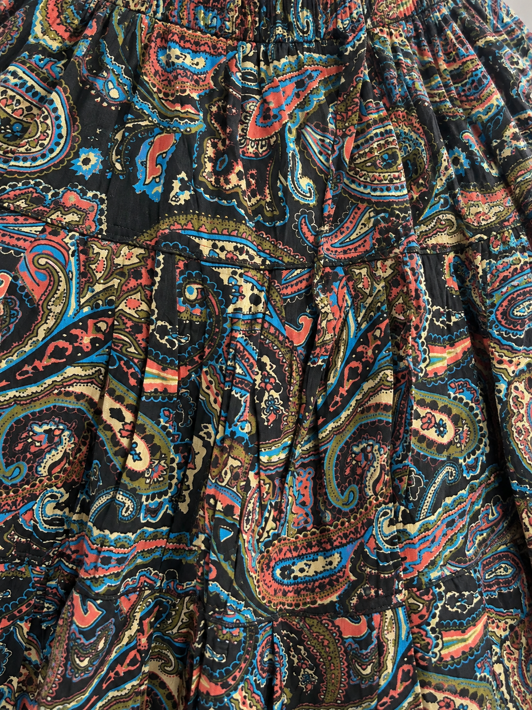 Black Kalamkari Print Cotton Skirt