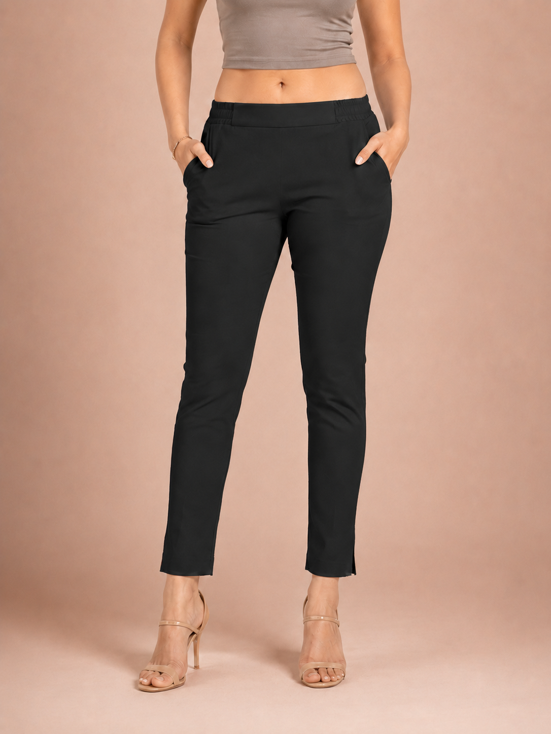 Black Lycra Stretch Pant