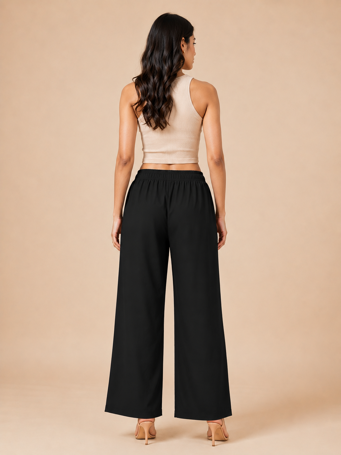 Black Pocket Premium Rayon Palazzo