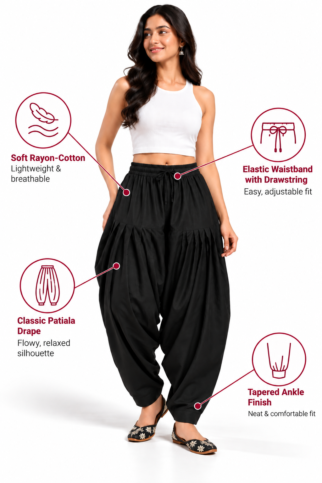Black Rayon Full Patiala Salwar