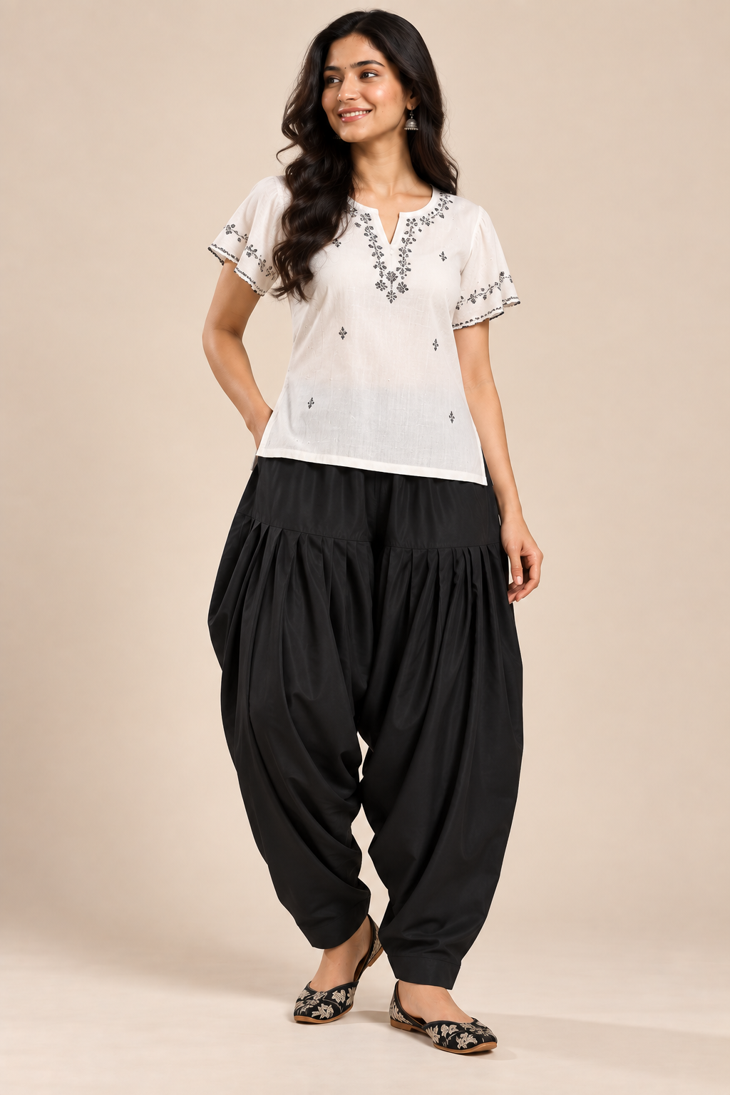 Black Rayon Full Patiala Salwar