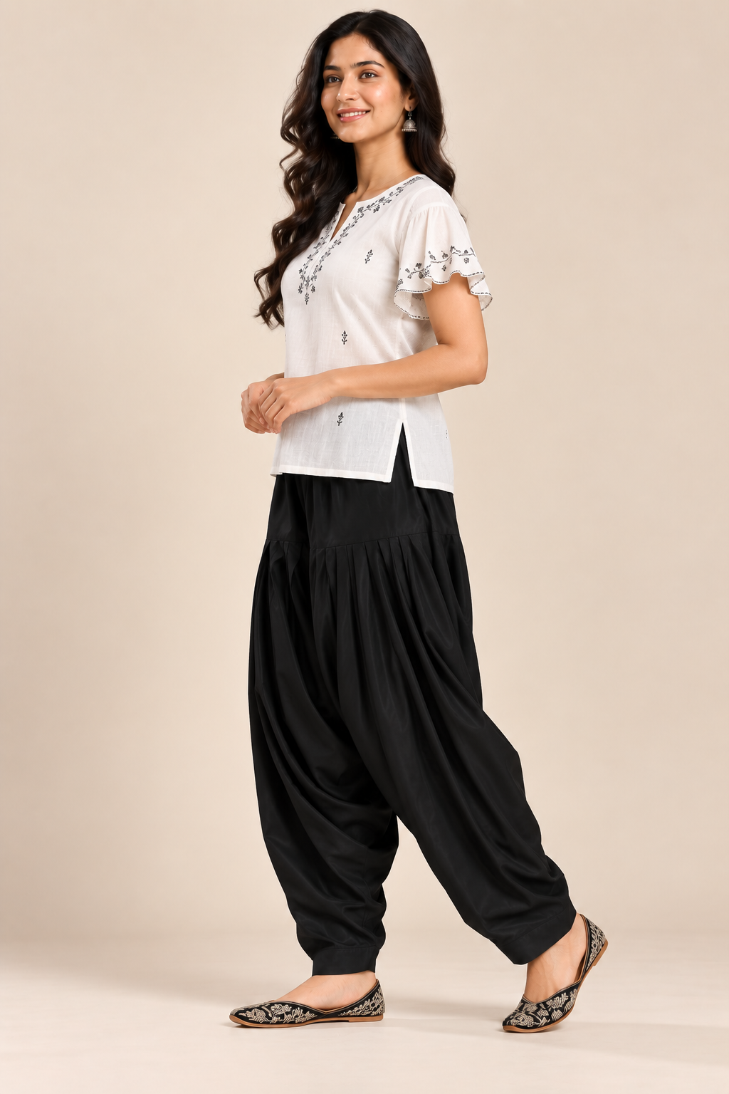Black Rayon Full Patiala Salwar