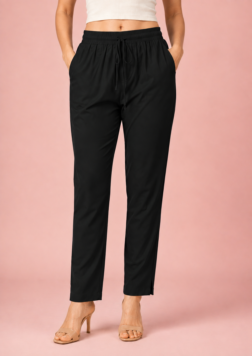 Black Premium Rayon Narrow Fit Palazzo