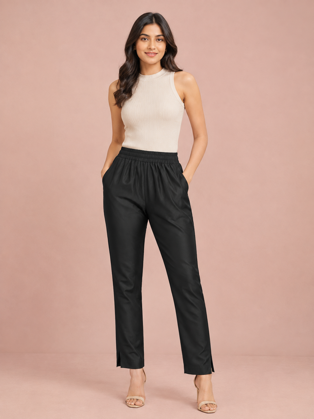 Black Rayon Silk Pants