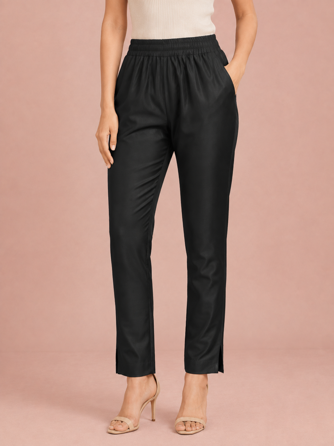 Black Rayon Silk Pants