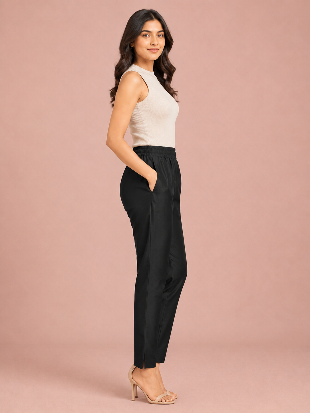 Black Rayon Silk Pants