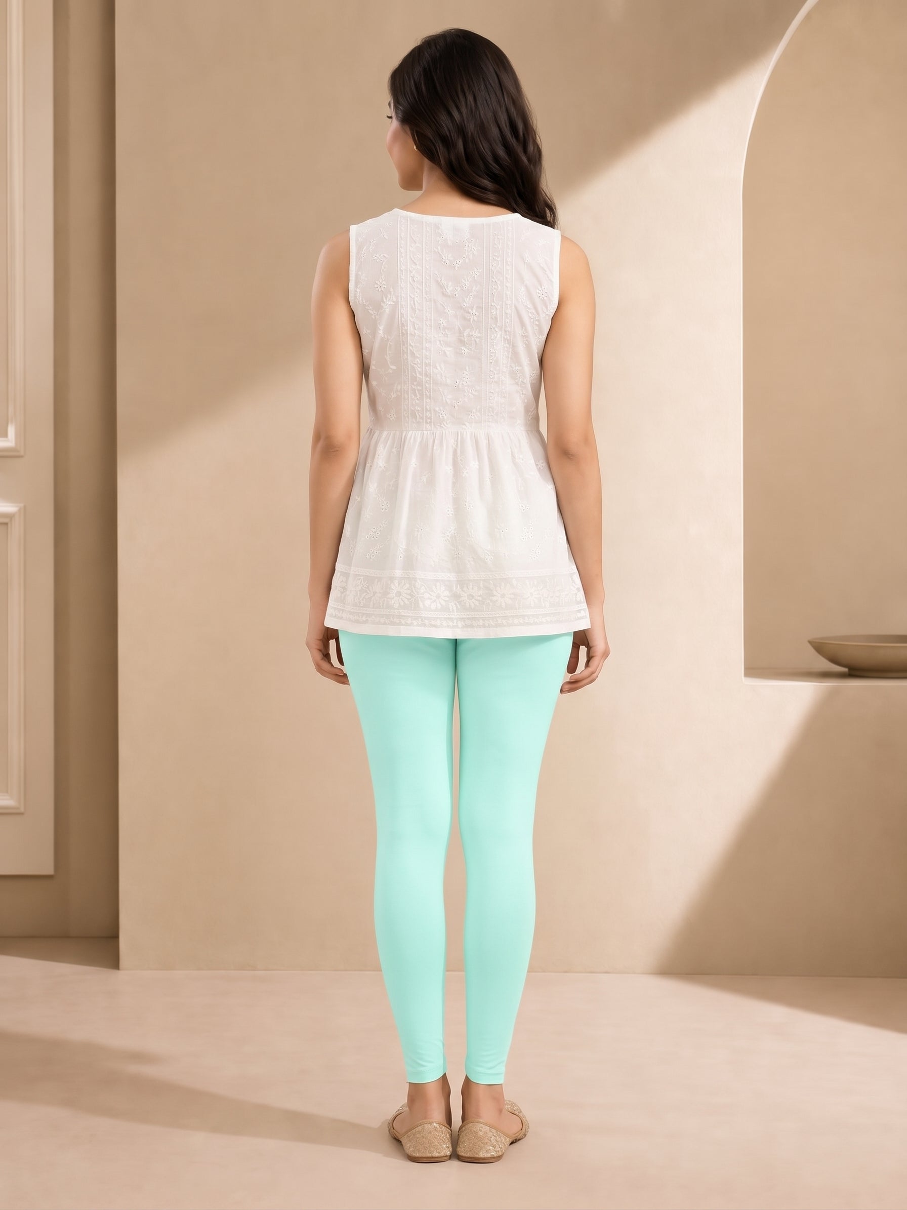 Blue Glow Ankle Length Leggings