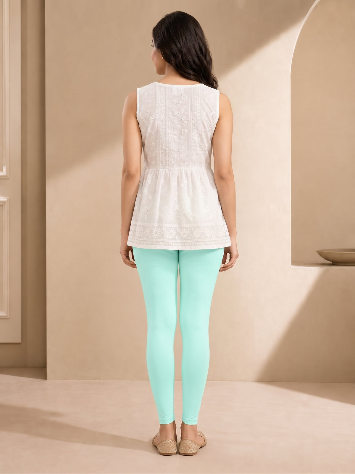 Blue Glow Ankle Length Leggings