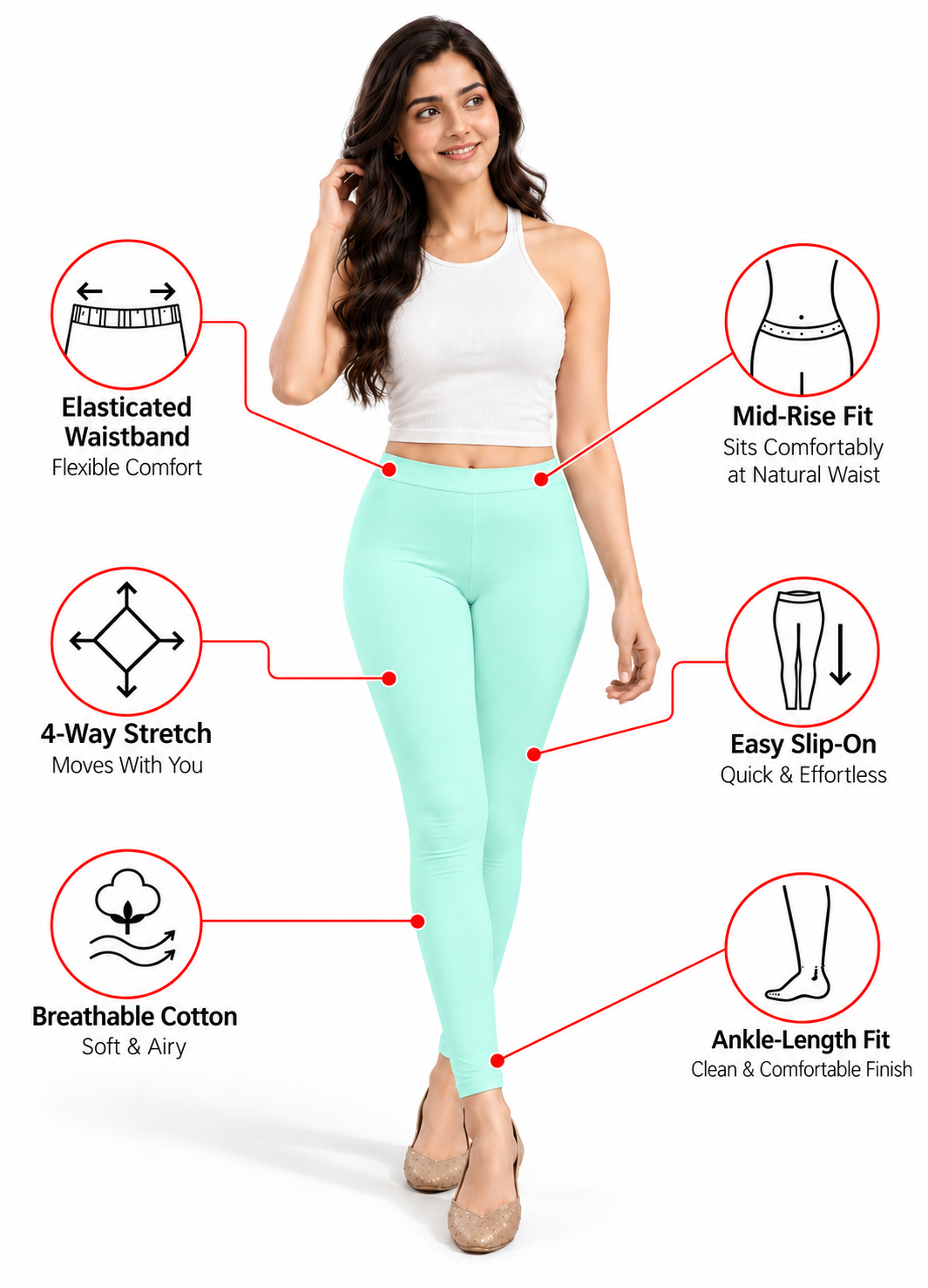 Blue Glow Ankle Length Leggings
