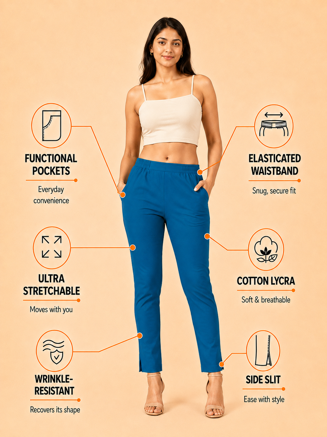 Blue Lycra Stretch Pant