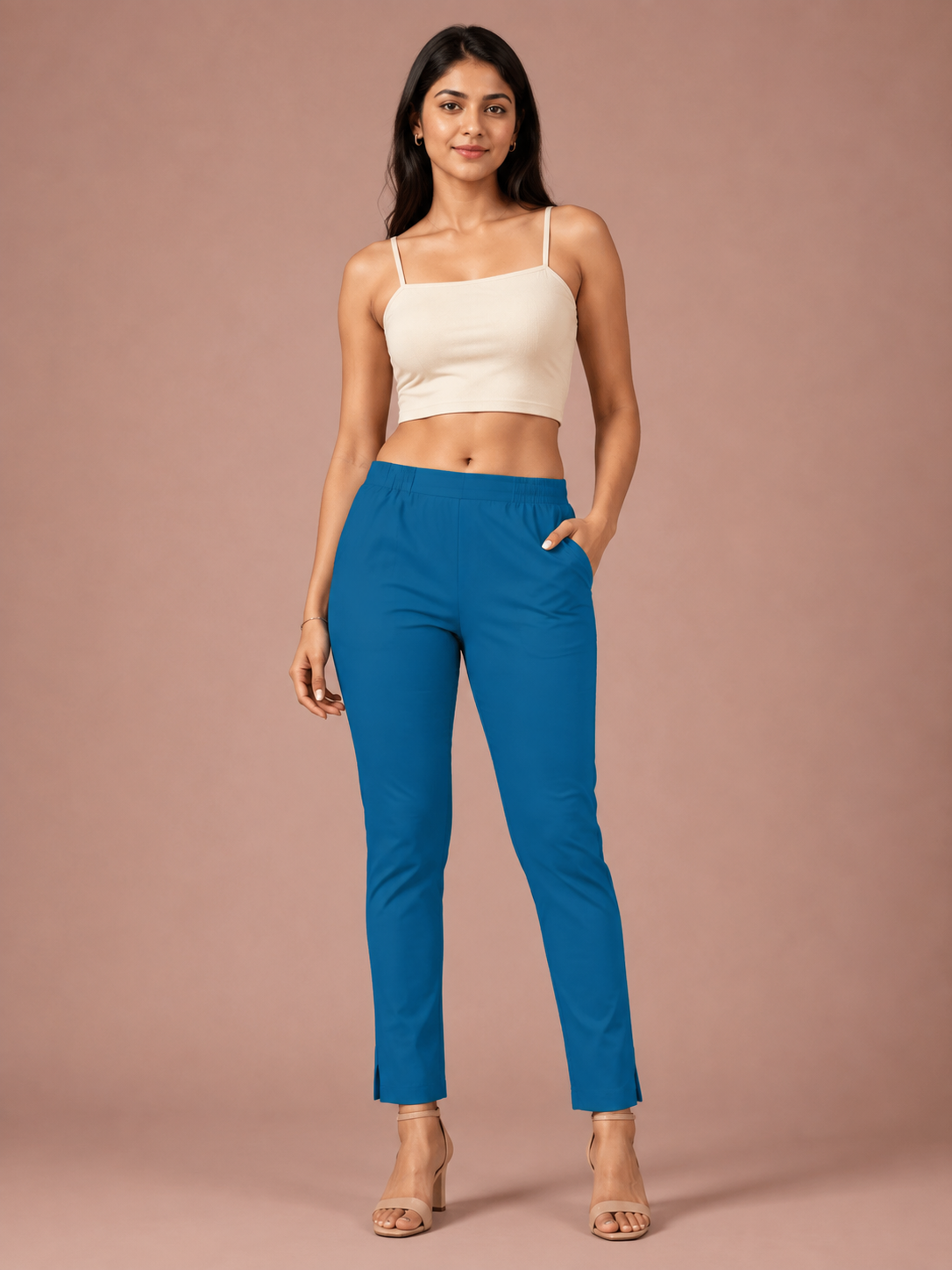 Blue Lycra Stretch Pant