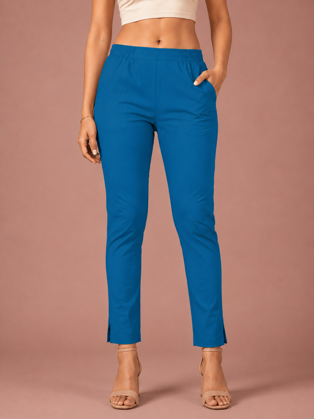 Blue Lycra Stretch Pant
