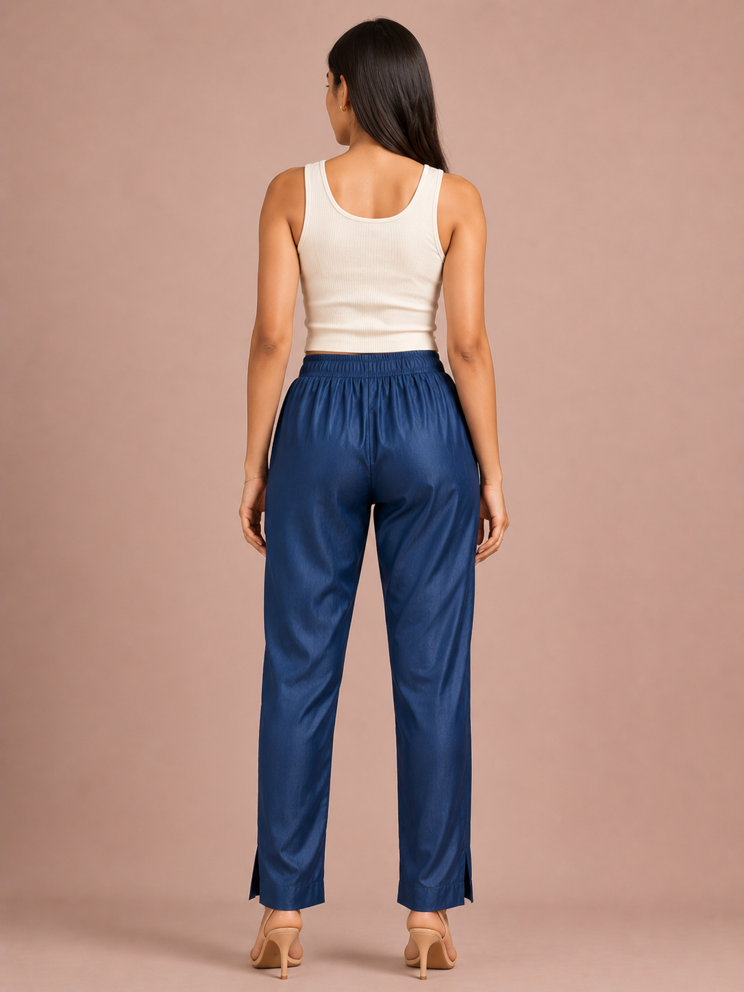 Blue Rayon Silk Pants