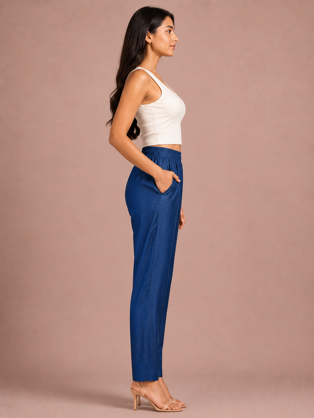 Blue Rayon Silk Pants