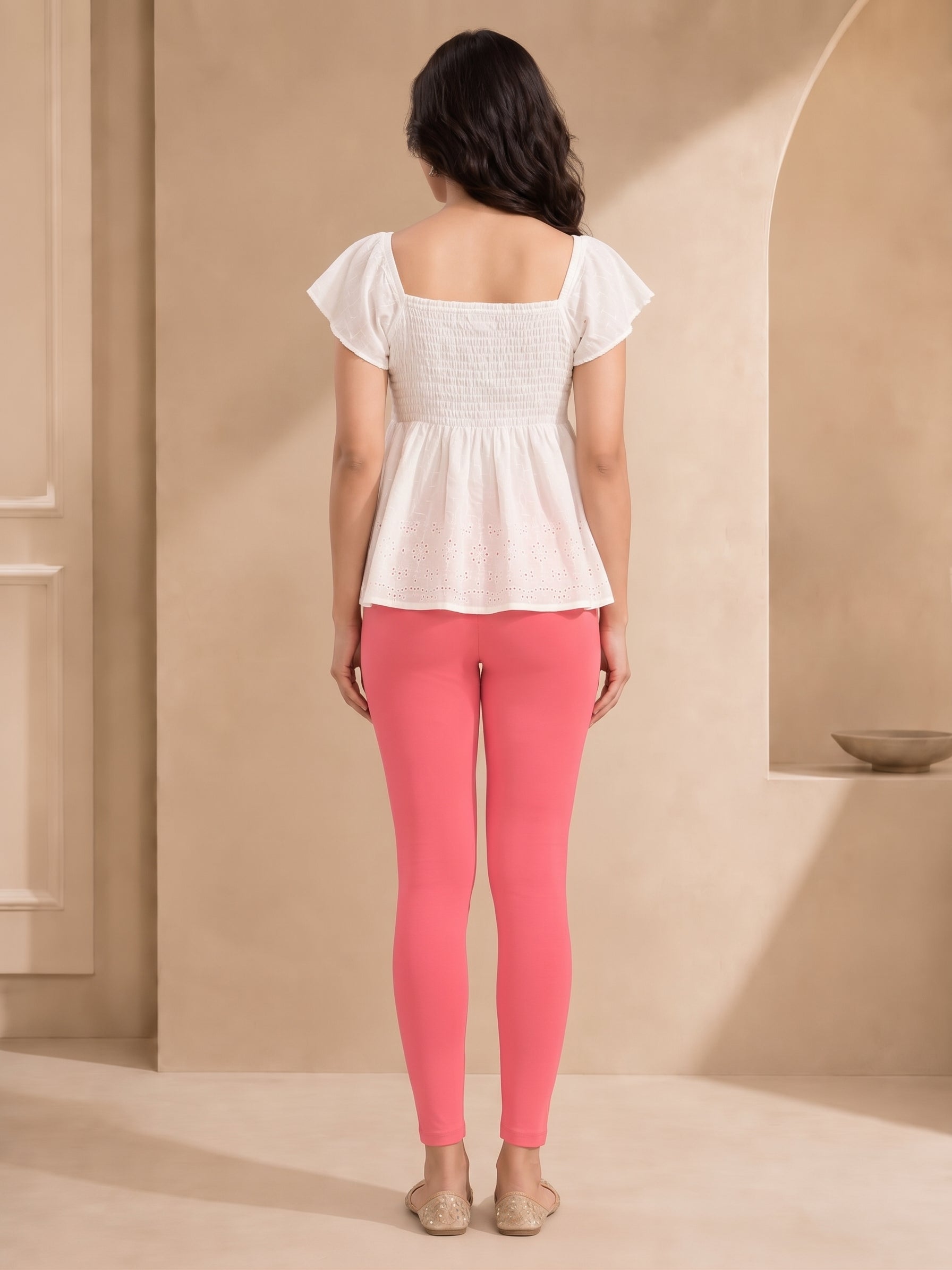 Blush Pink Ankle Length Leggings