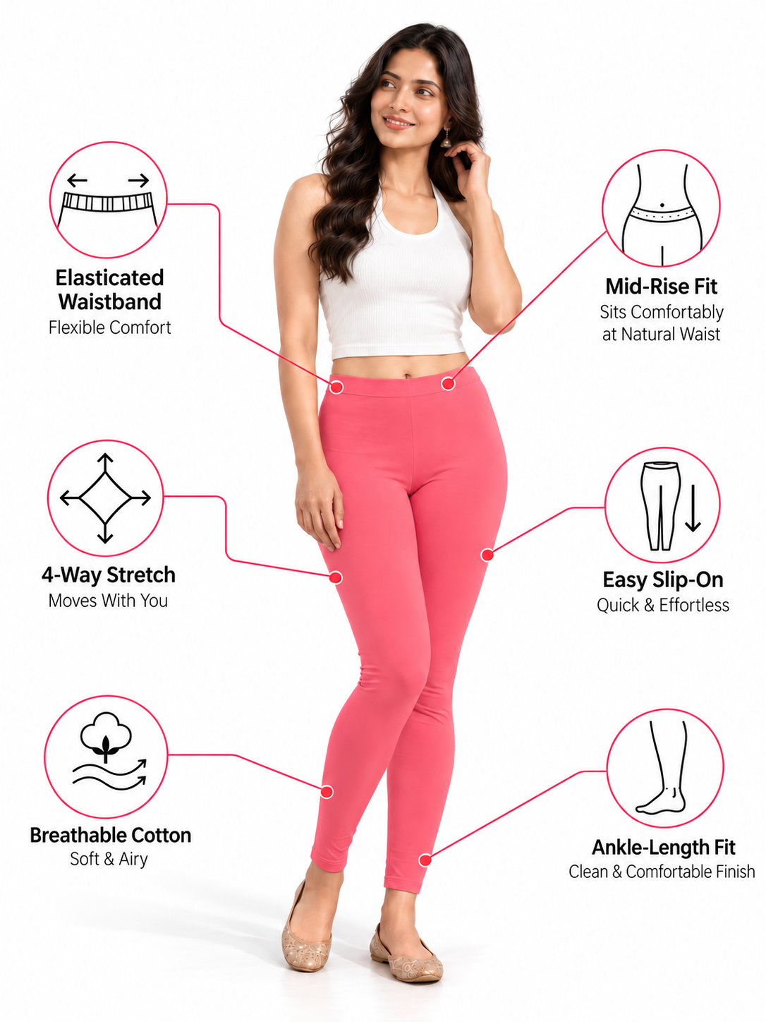 Blush Pink Ankle Length Leggings