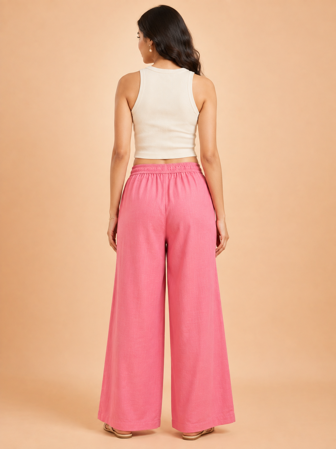 Blush Pink Linen Palazzo