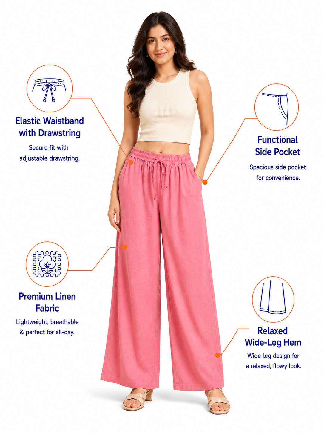 Blush Pink Linen Palazzo