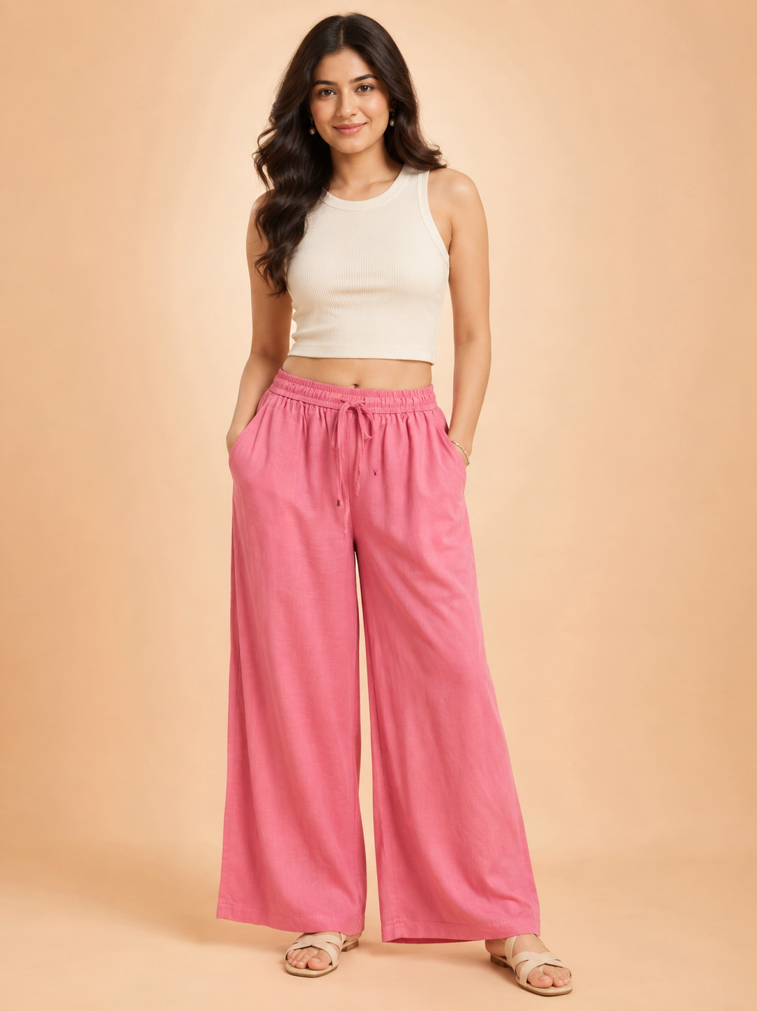 Blush Pink Linen Palazzo