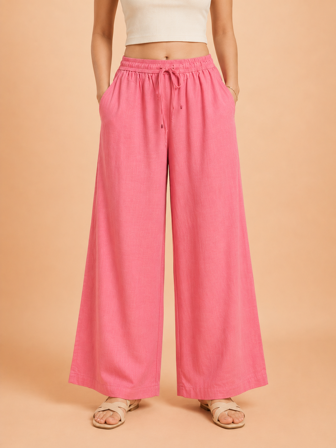 Blush Pink Linen Palazzo