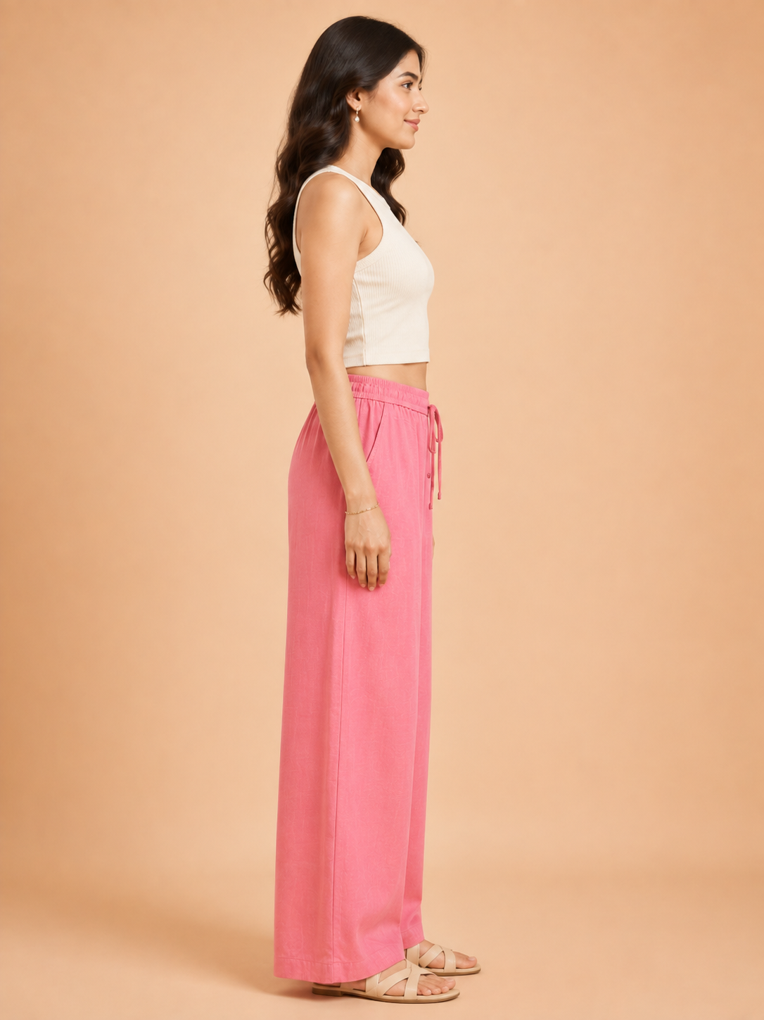 Blush Pink Linen Palazzo