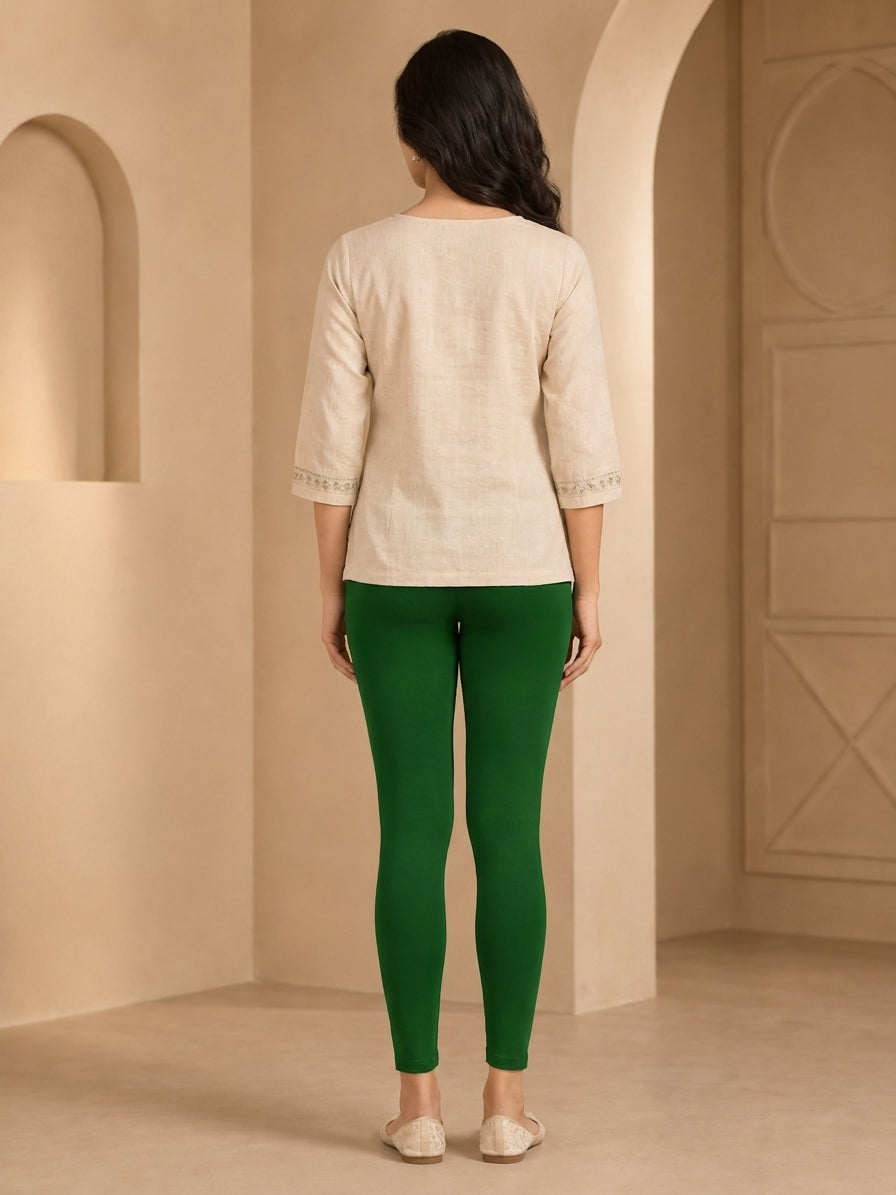 Bottle Green Ankle Length Leggings