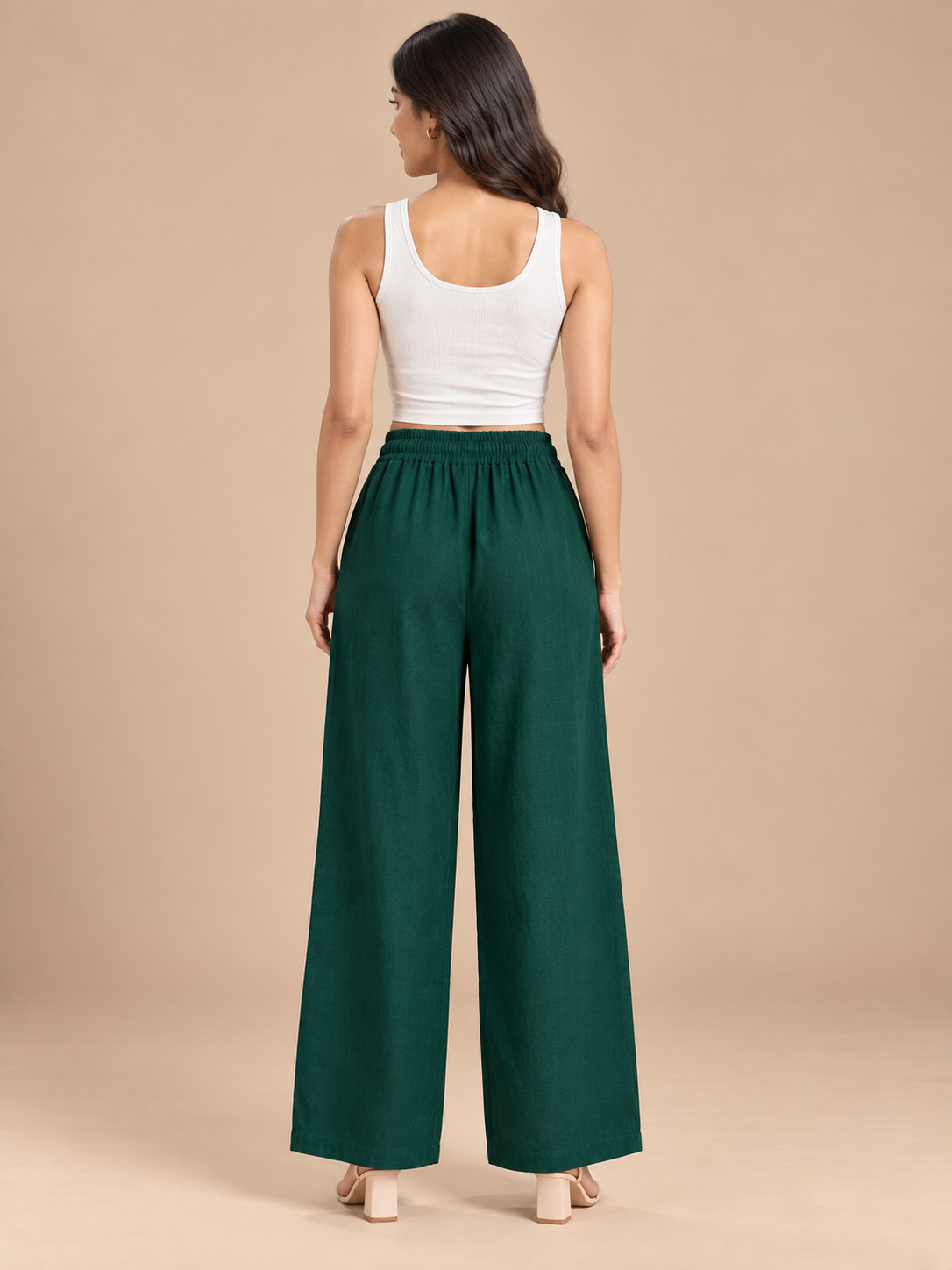 Bottle Green Linen Palazzo