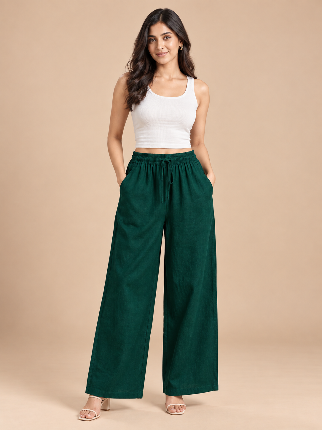 Bottle Green Linen Palazzo
