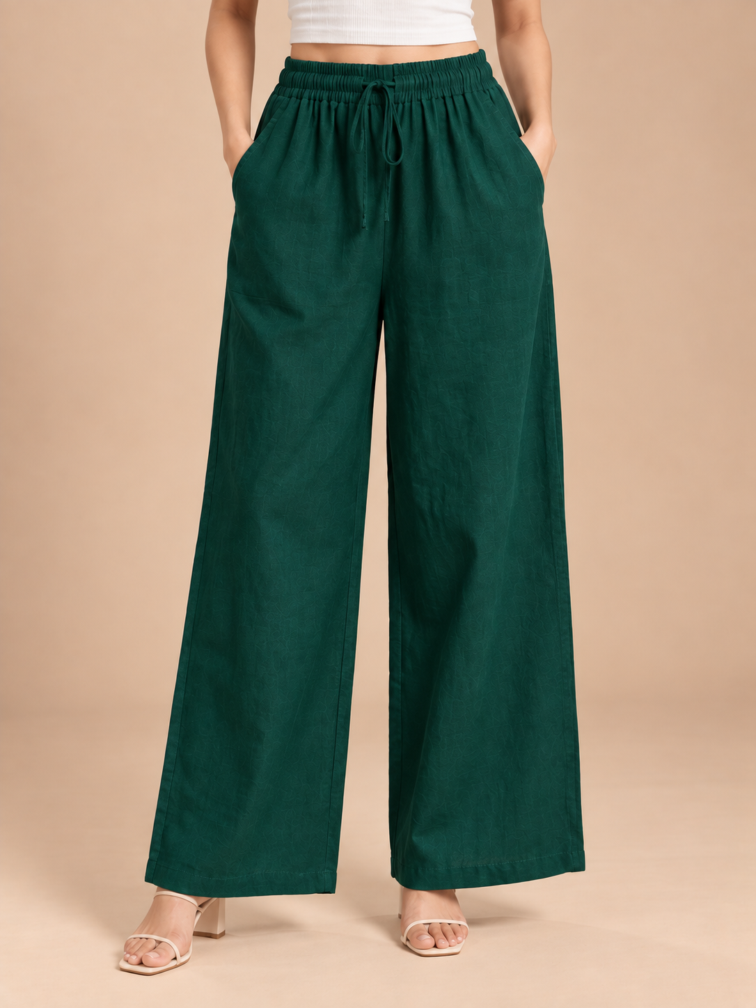 Bottle Green Linen Palazzo