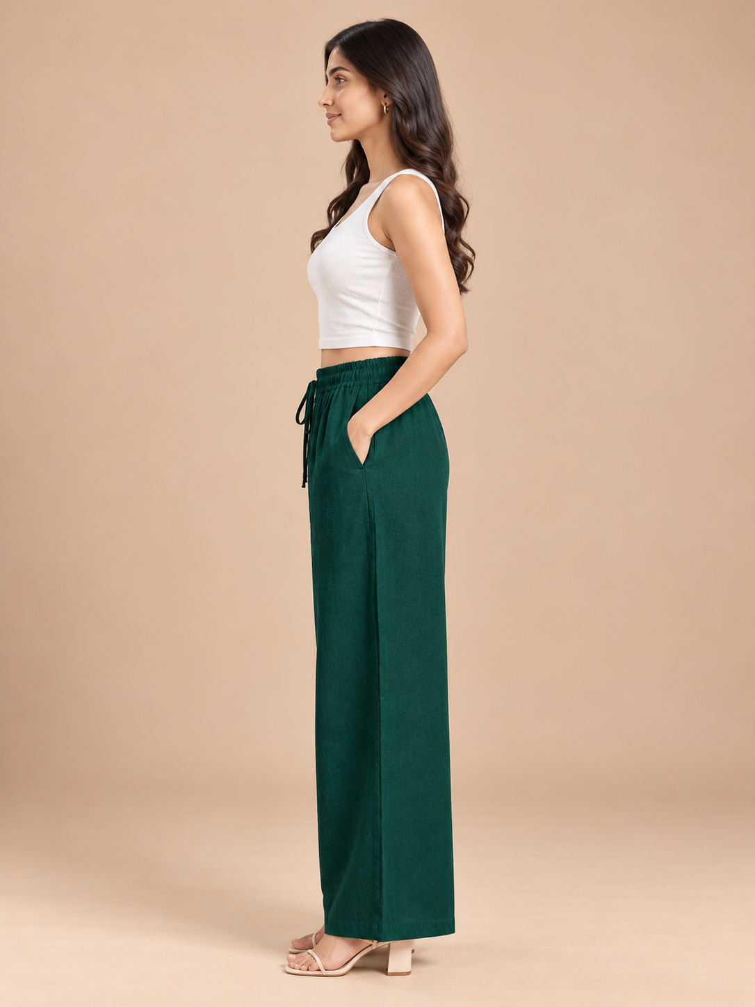 Bottle Green Linen Palazzo