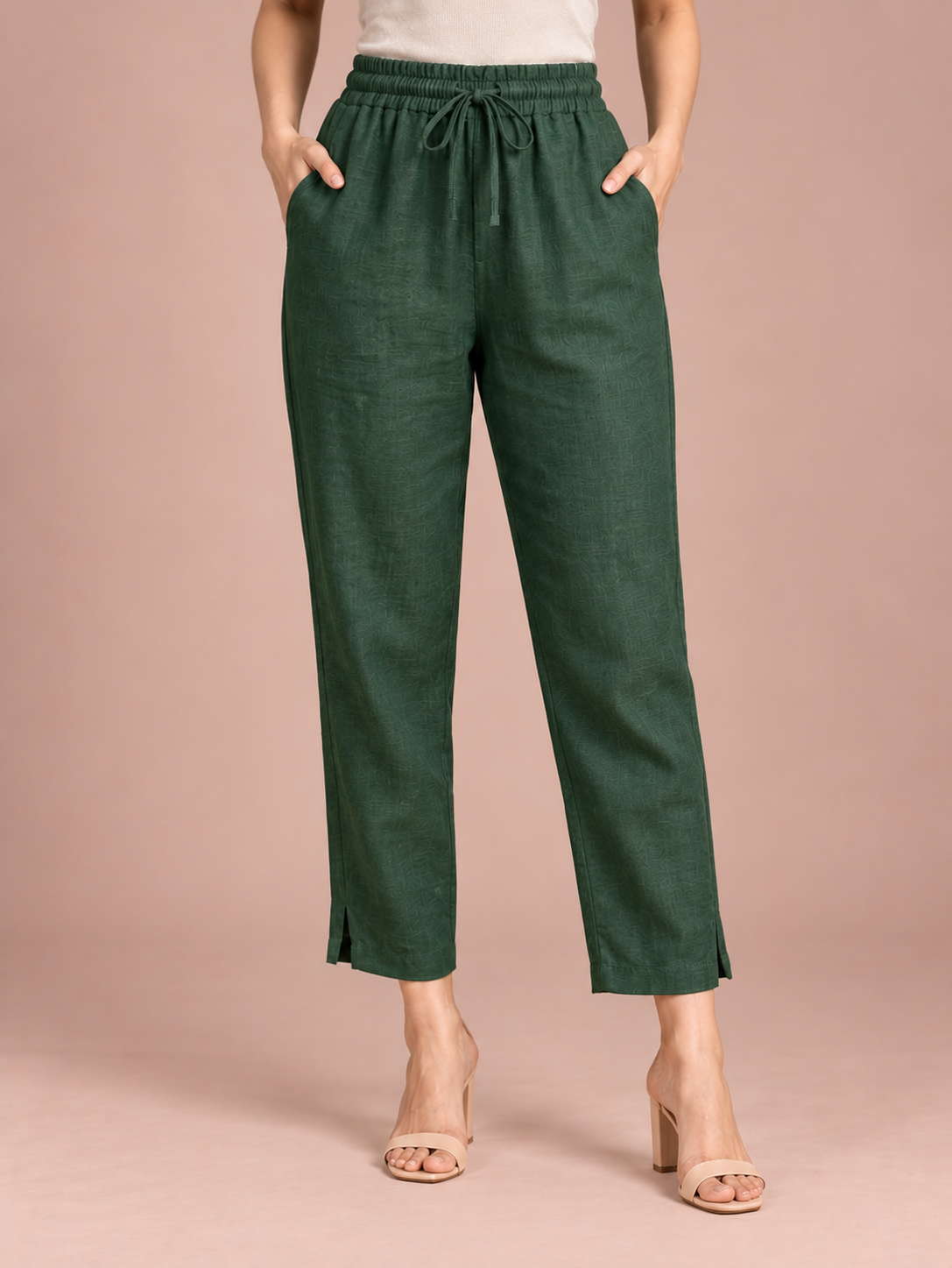 Bottle Green Linen Pant