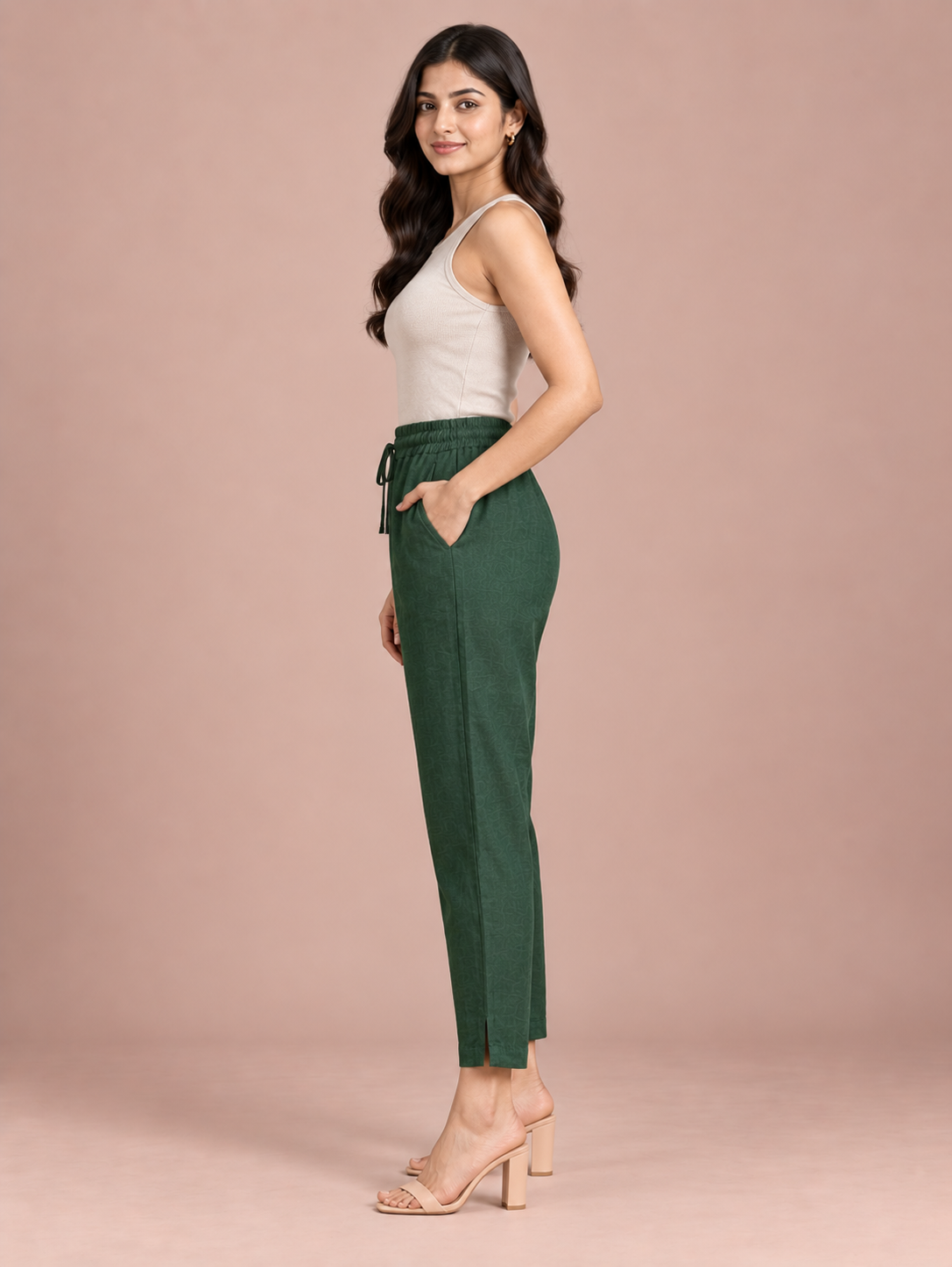 Bottle Green Linen Pant