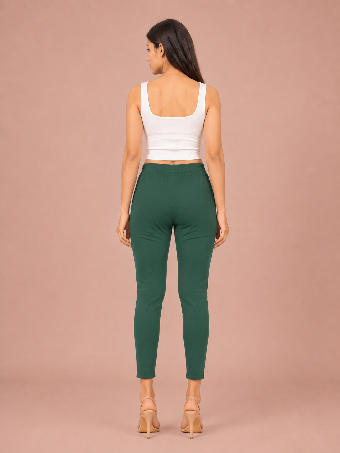 Bottle Green Lycra Stretch Pants
