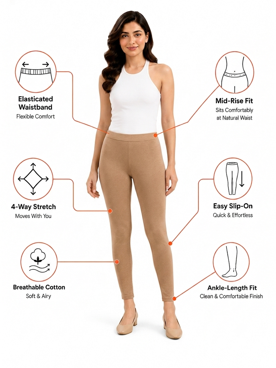 Brown Ankle Length Leggings
